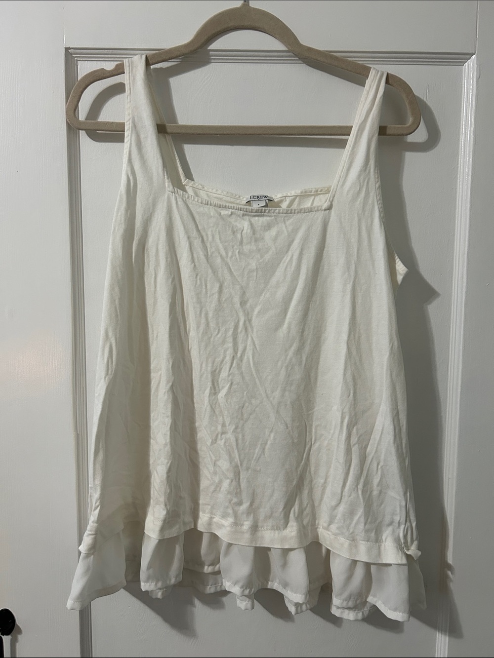 J. Crew Cream Layered Ruffle-Hem Camisole